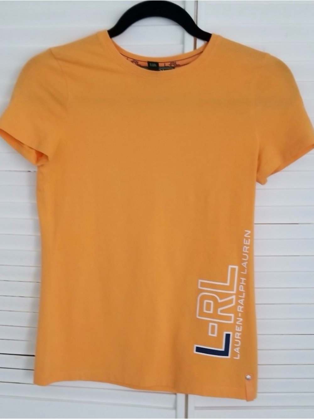 Lauren Ralph Lauren Orange Short-Sleeve Logo Tee with Navy Accent Size Large